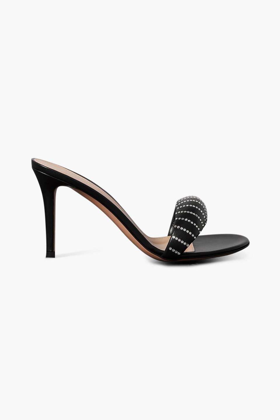 Gianvito Rossi Bijoux Crystal Puffy Slide Sandals In Schwarz