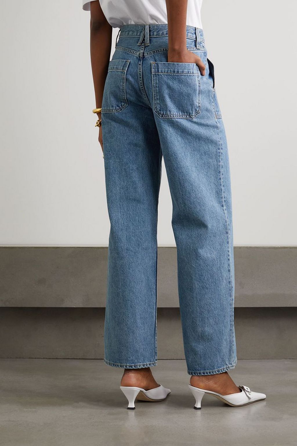 SLVRLAKE Grace paneled high-rise wide-leg cargo jeans