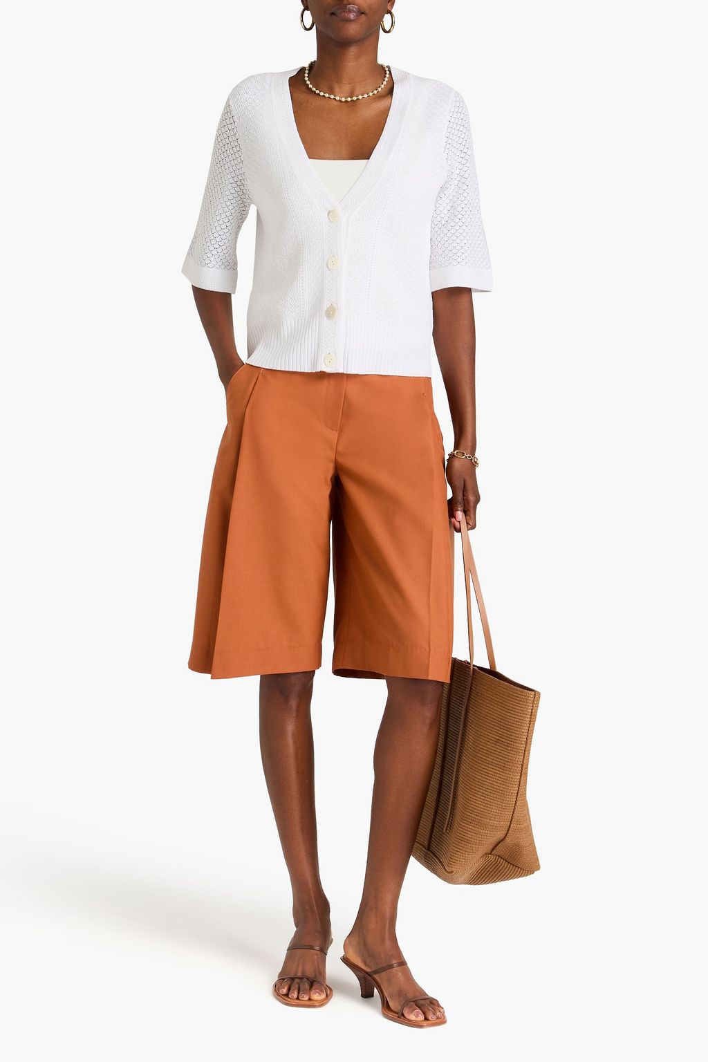 COTTON BY AUTUMN CASHMERE كارديغان بحبكة بوانتيل