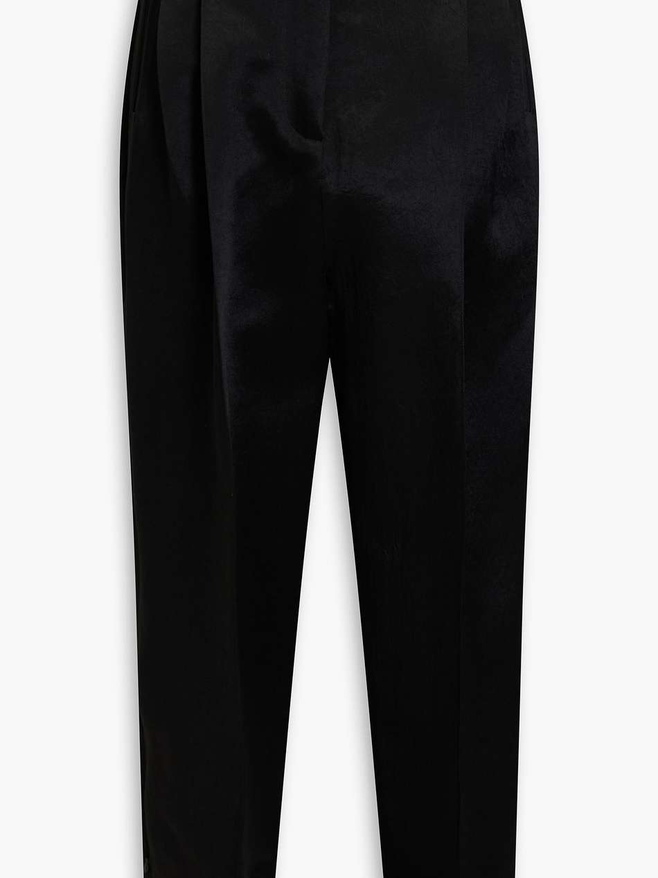 pleated satin-twill tapered pants