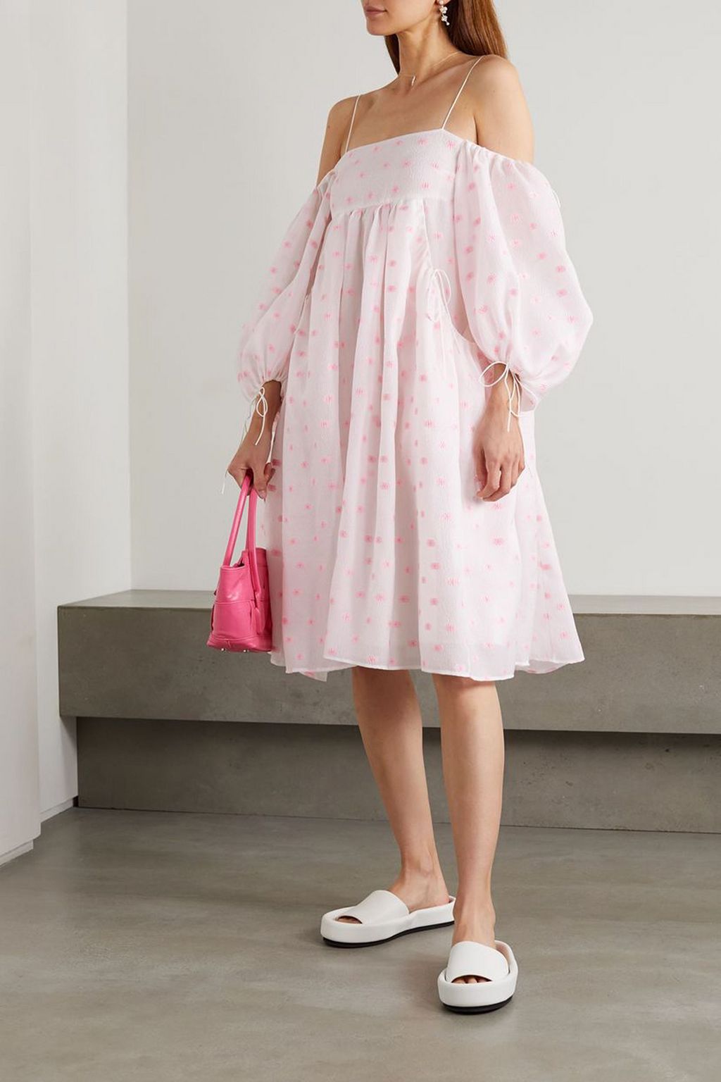 CECILIE BAHNSEN Bethanny cold-shoulder organza-jacquard dress