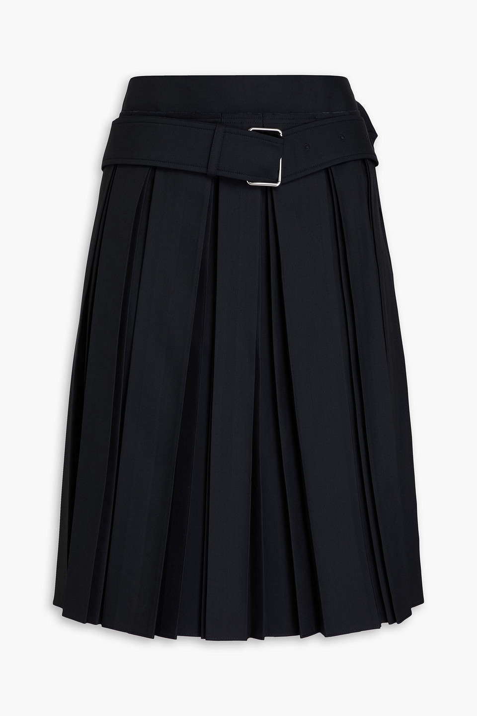 Peter Do Belted Pleated Sateen Skirt In Black