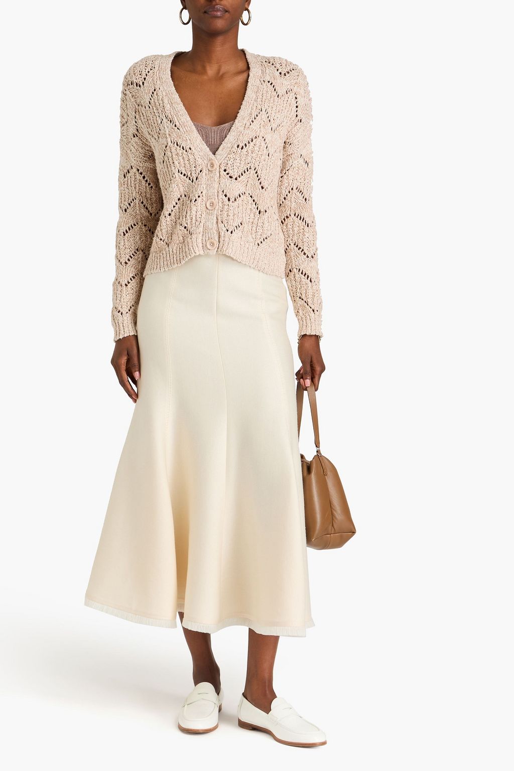 COTTON BY AUTUMN CASHMERE كارديغان من القطن بحبكة بوانتيل