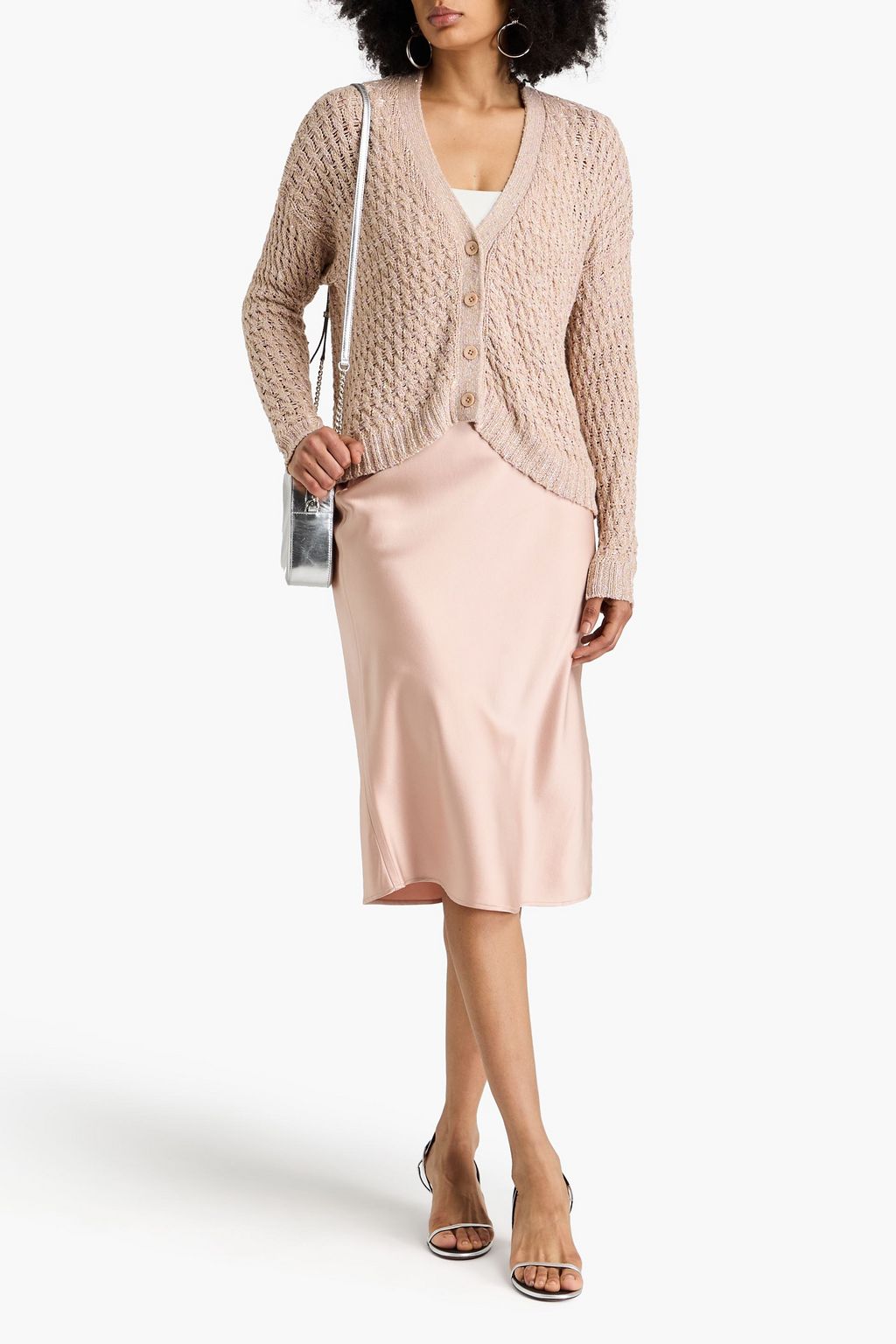 COTTON BY AUTUMN CASHMERE كارديغان محبوك ومزين بأقراص برّاقة