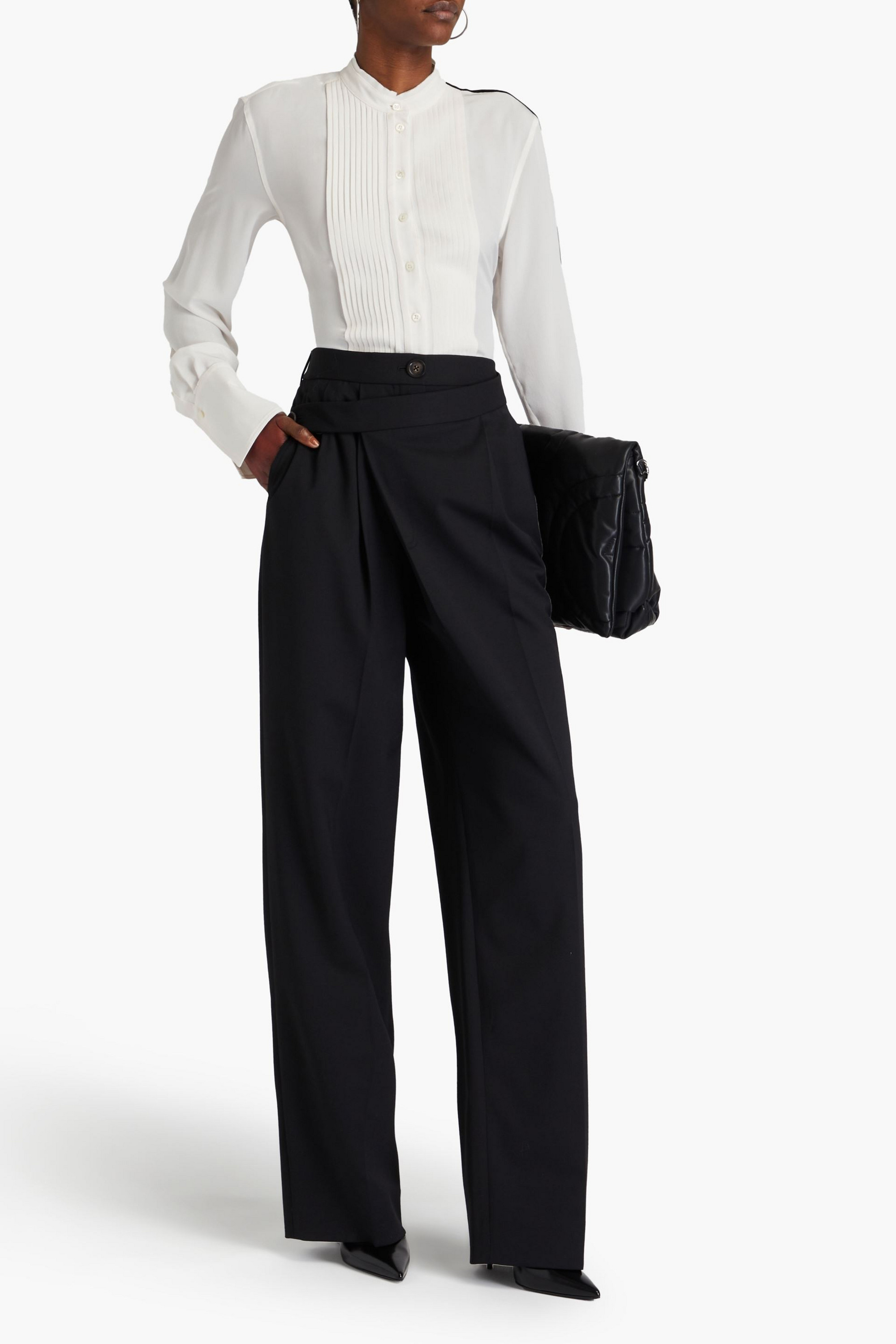 PETER DO Pleated layered twill wide-leg pants