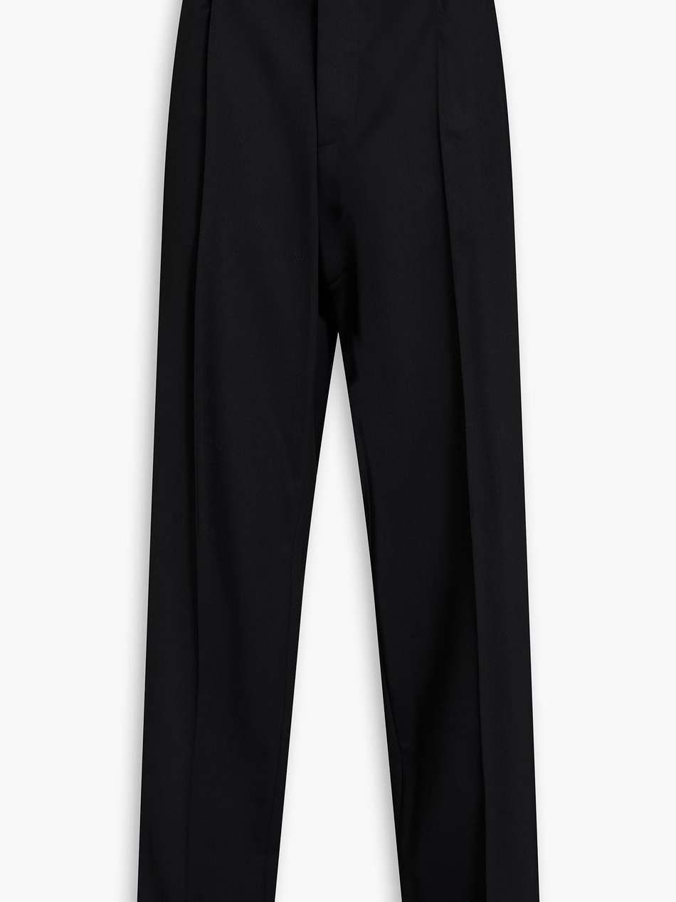 pleated wool-blend twill straight-leg pants
