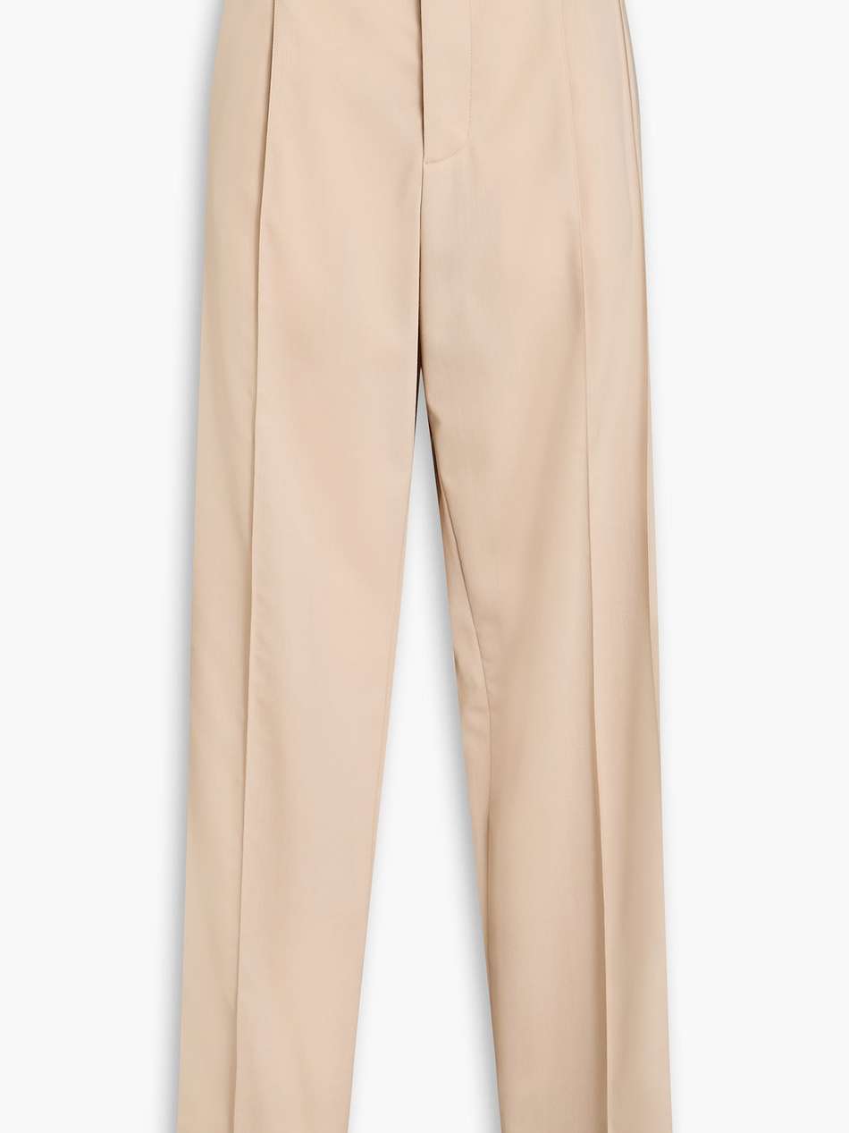 pleated wool-blend twill straight-leg pants