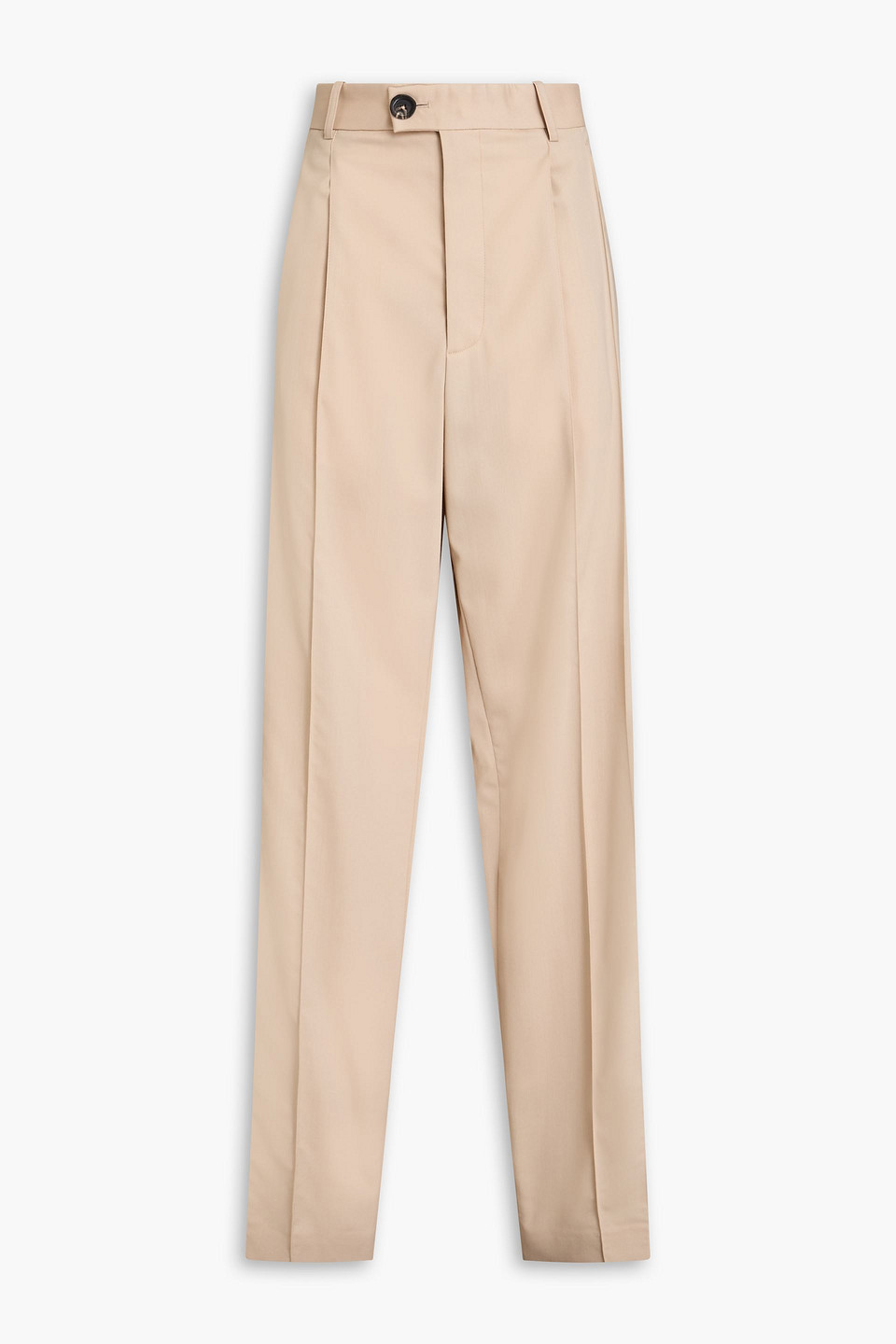 Pleated wool-blend twill straight-leg pants