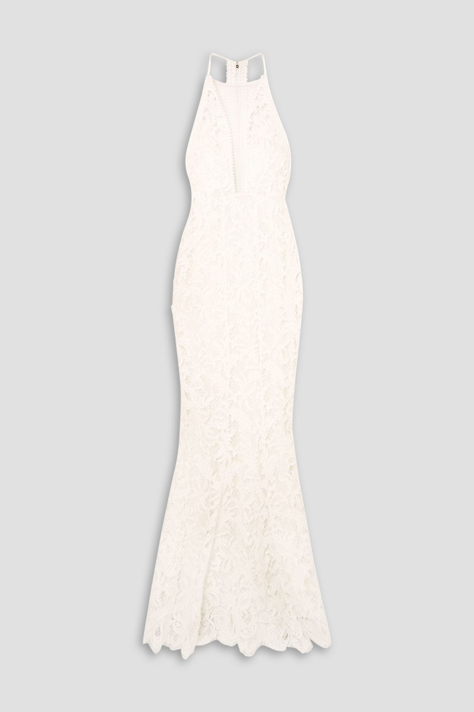 Galvan Positano Tulle-paneled Lace Gown In Ivory