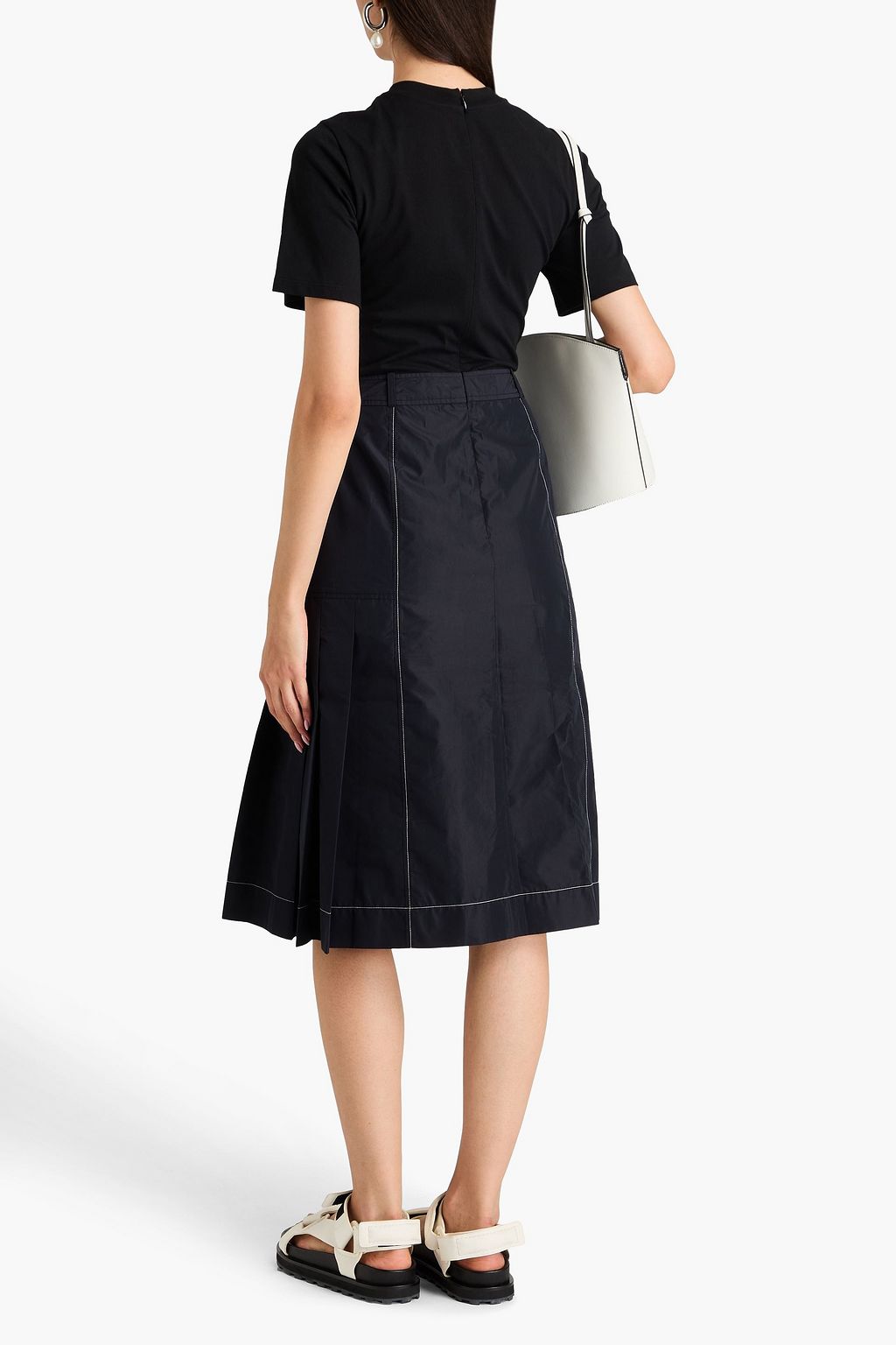 3.1 PHILLIP LIM Zweifarbiges Midikleid aus Baumwoll-Jersey und Popeline aus einer Baumwollmischung