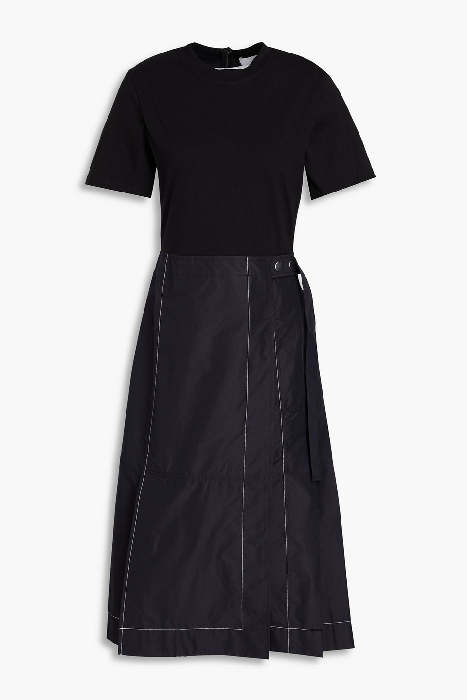 3.1 Phillip Lim Two-tone Cotton-jersey And Cotton-blend Poplin Midi Dress In Black