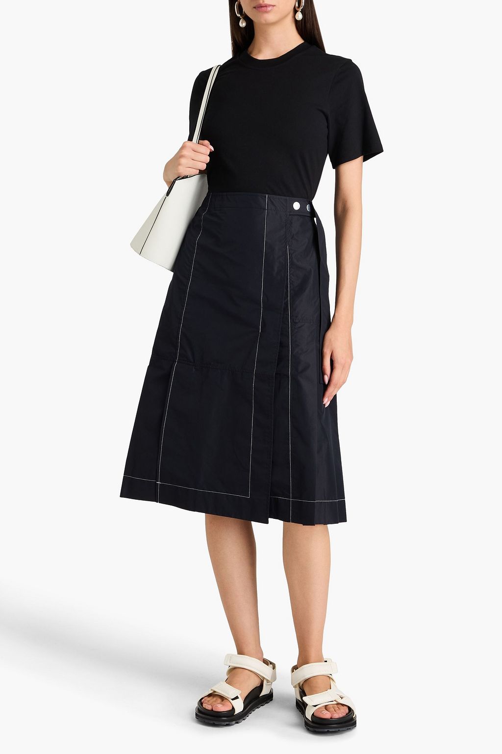 3.1 PHILLIP LIM Zweifarbiges Midikleid aus Baumwoll-Jersey und Popeline aus einer Baumwollmischung