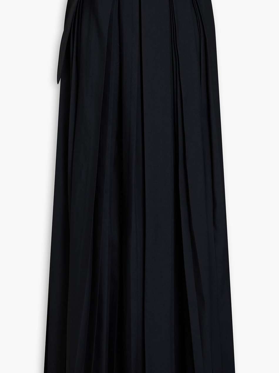 belted pleated sateen maxi skirt