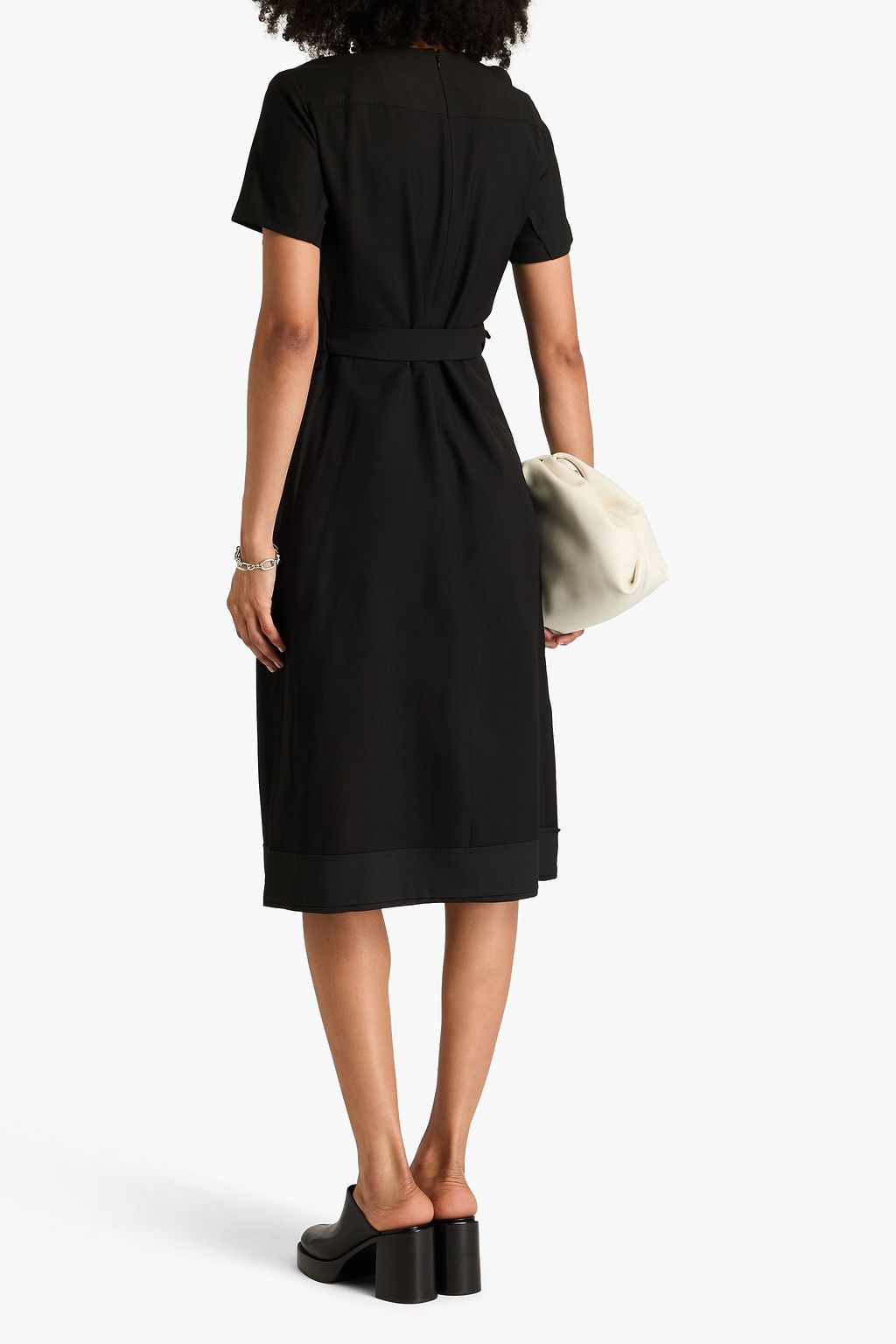 3.1 PHILLIP LIM فستان متوسط الطول من مزيج الصوف بتصميم منسدل