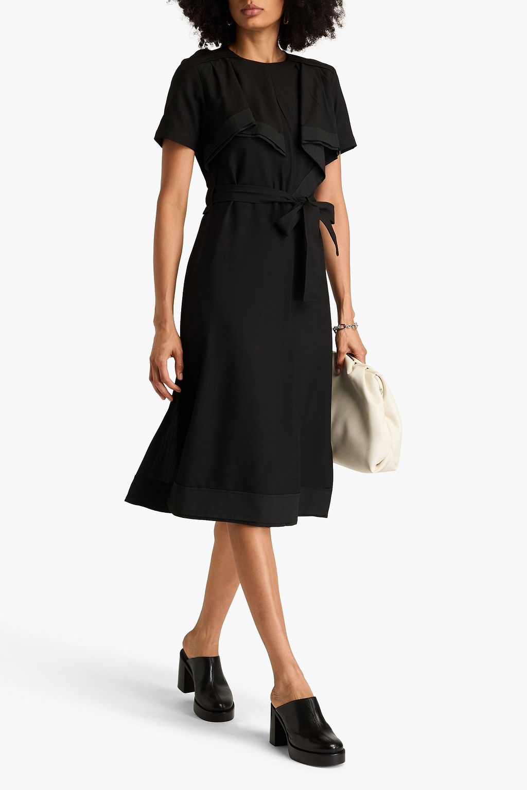 3.1 PHILLIP LIM فستان متوسط الطول من مزيج الصوف بتصميم منسدل