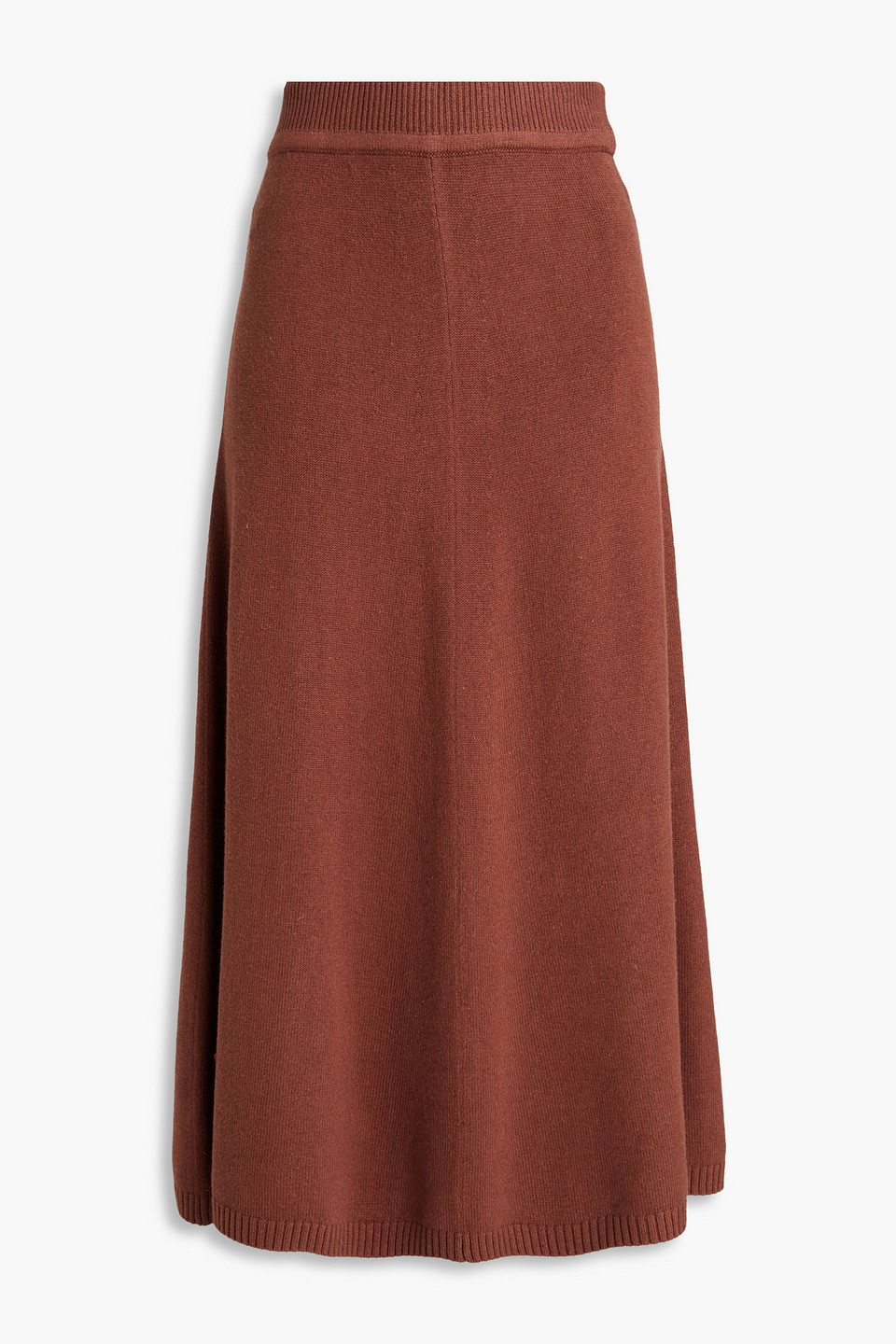 Joseph A-line Silk-cashmere Midi Skirt In Mahogany
