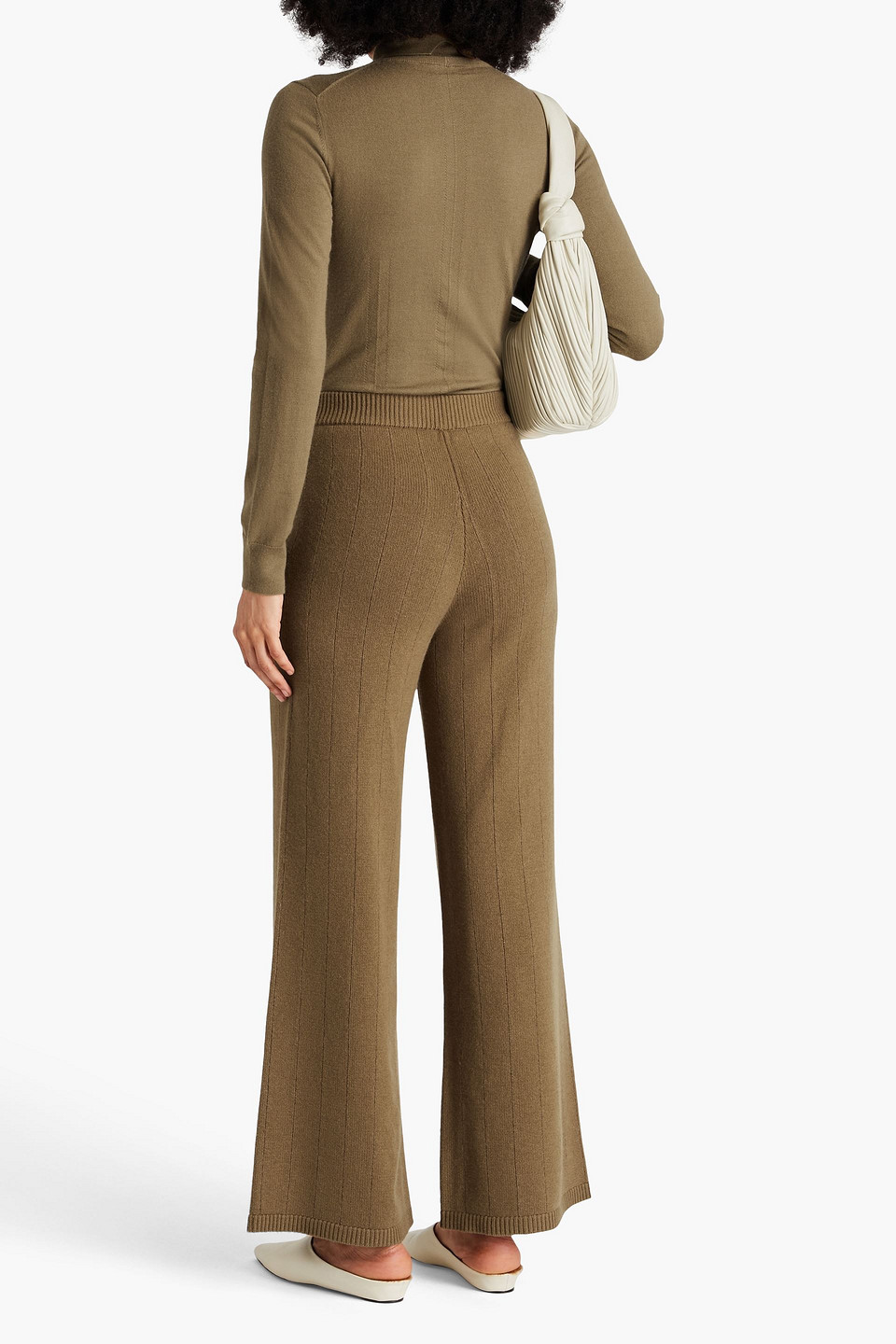 Joseph Wool-blend Wide-leg Pants In Army Green