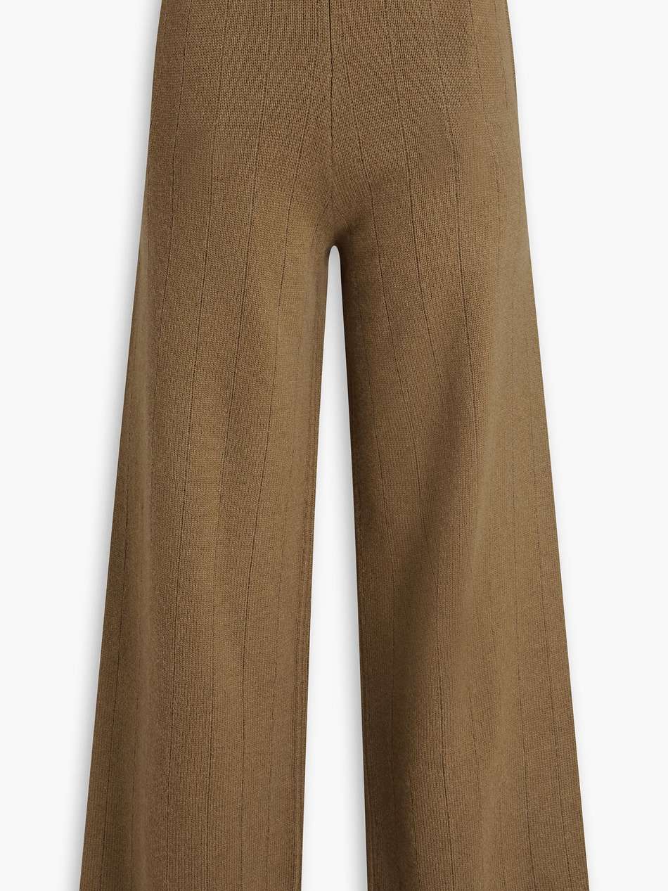 ribbed merino wool-blend wide-leg pants