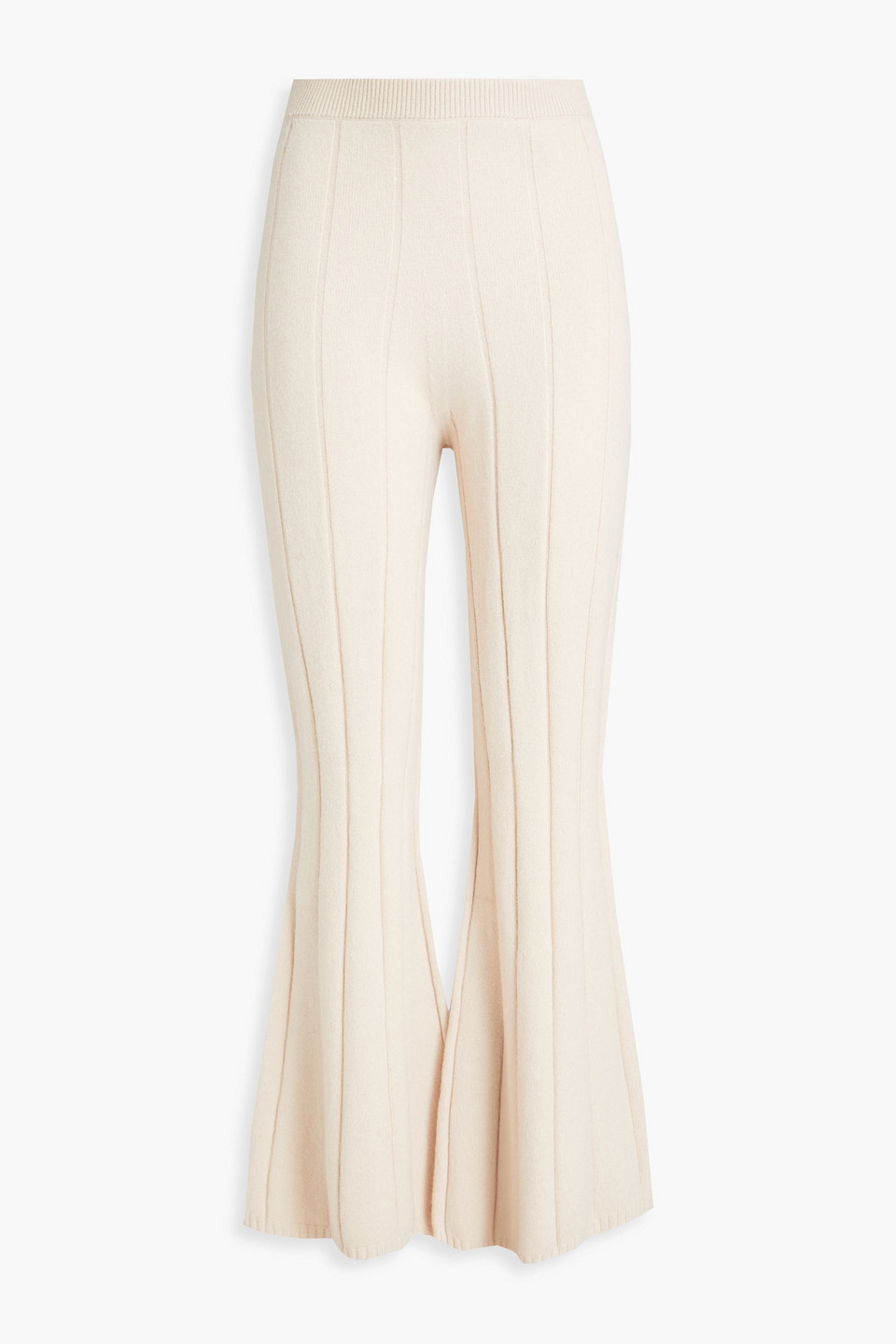Joseph Mid-rise Wool-blend Flared Pants In Ecru