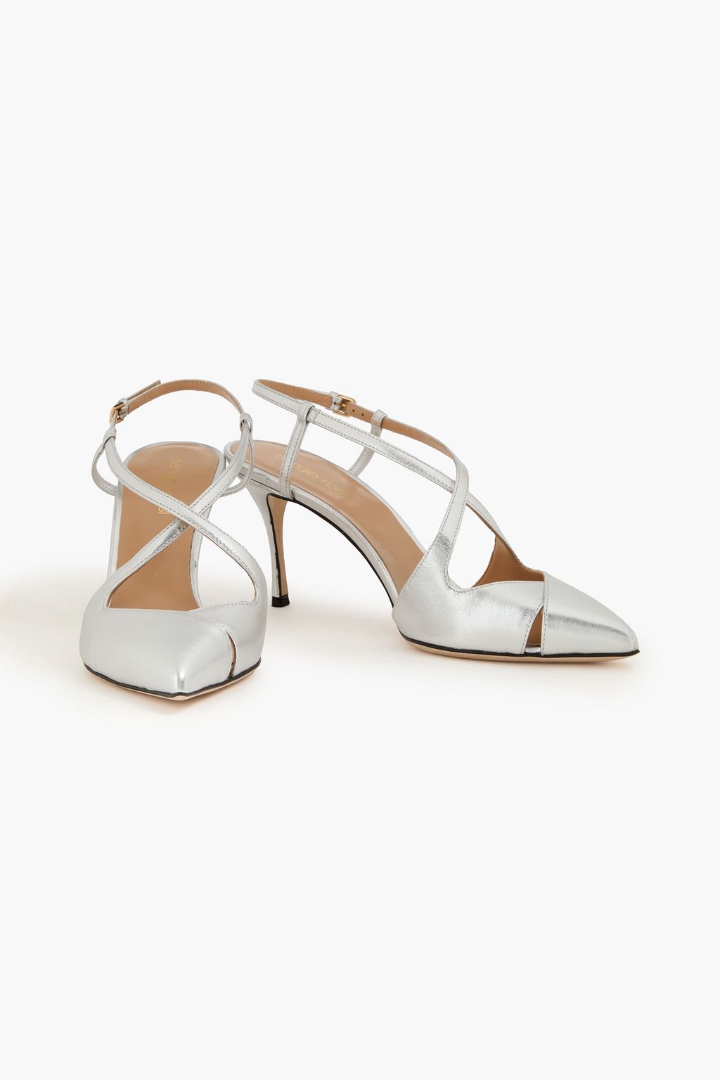 SERGIO ROSSI Bon Ton metallic leather pumps