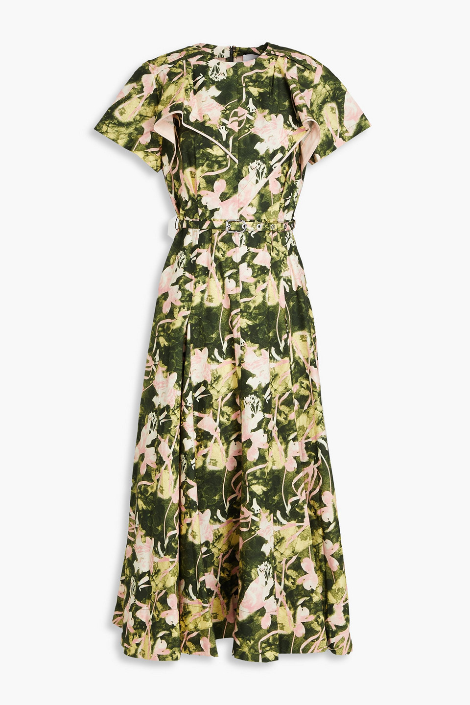 3.1 Phillip Lim Ruffled Printed Cotton-poplin Midi Dress In Forest Green