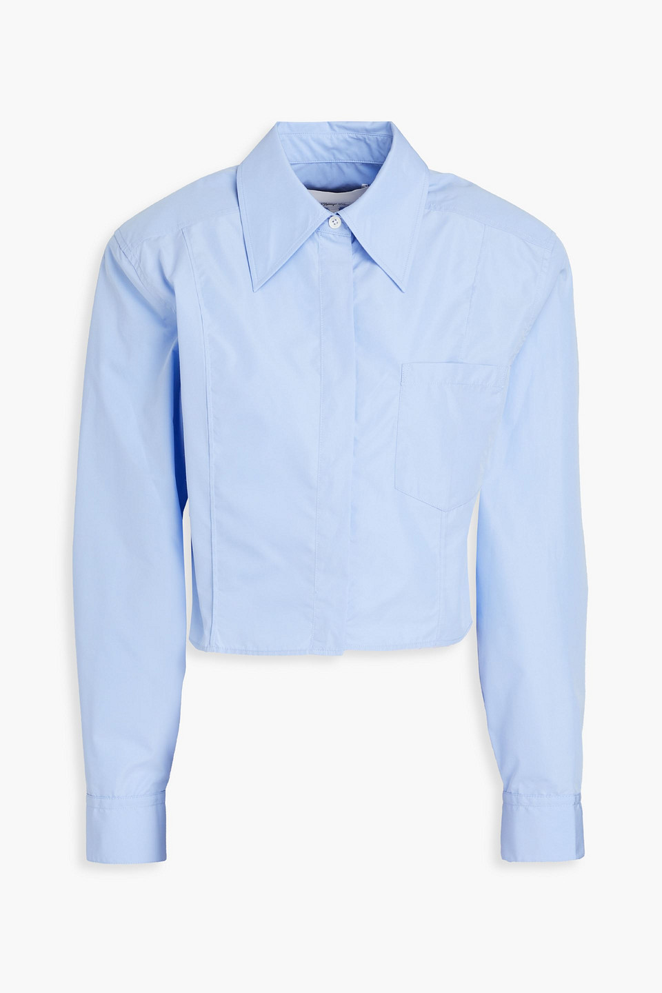 3.1 Phillip Lim Cropped Cotton-blend Poplin Shirt In Light Blue