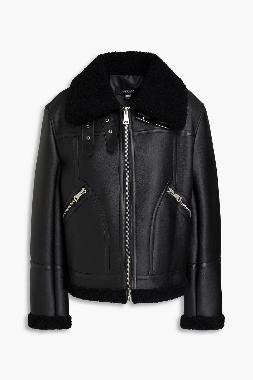 Muubaa Shearling Bomber Jacket In Black