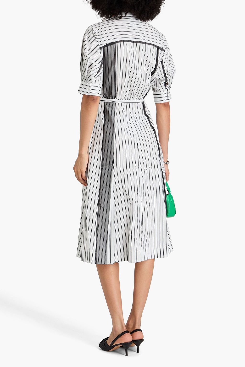 3.1 PHILLIP LIM Belted striped cotton-poplin midi shirt dress
