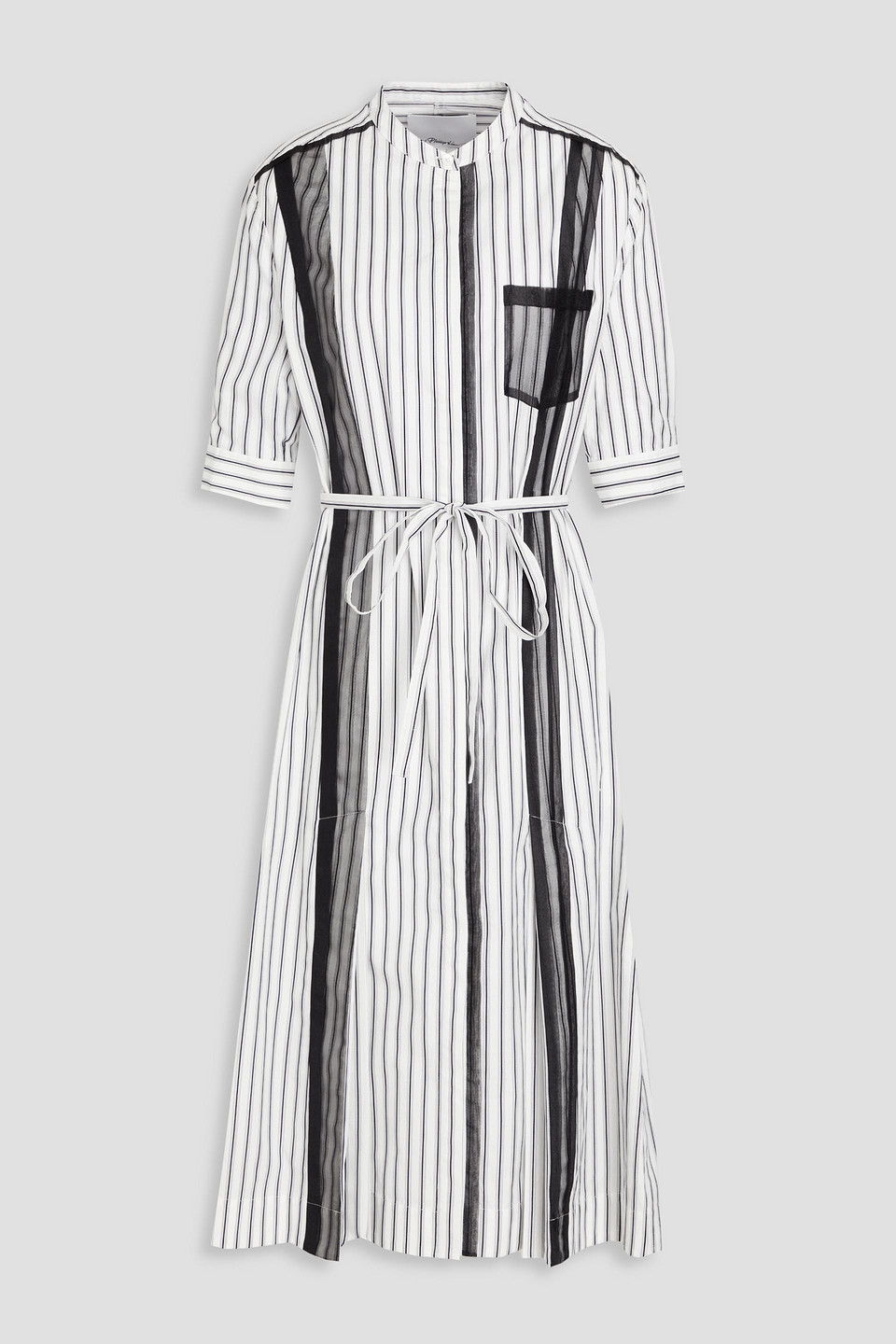 3.1 Phillip Lim Organza-trimmed Striped Cotton-poplin Midi Shirt Dress In White