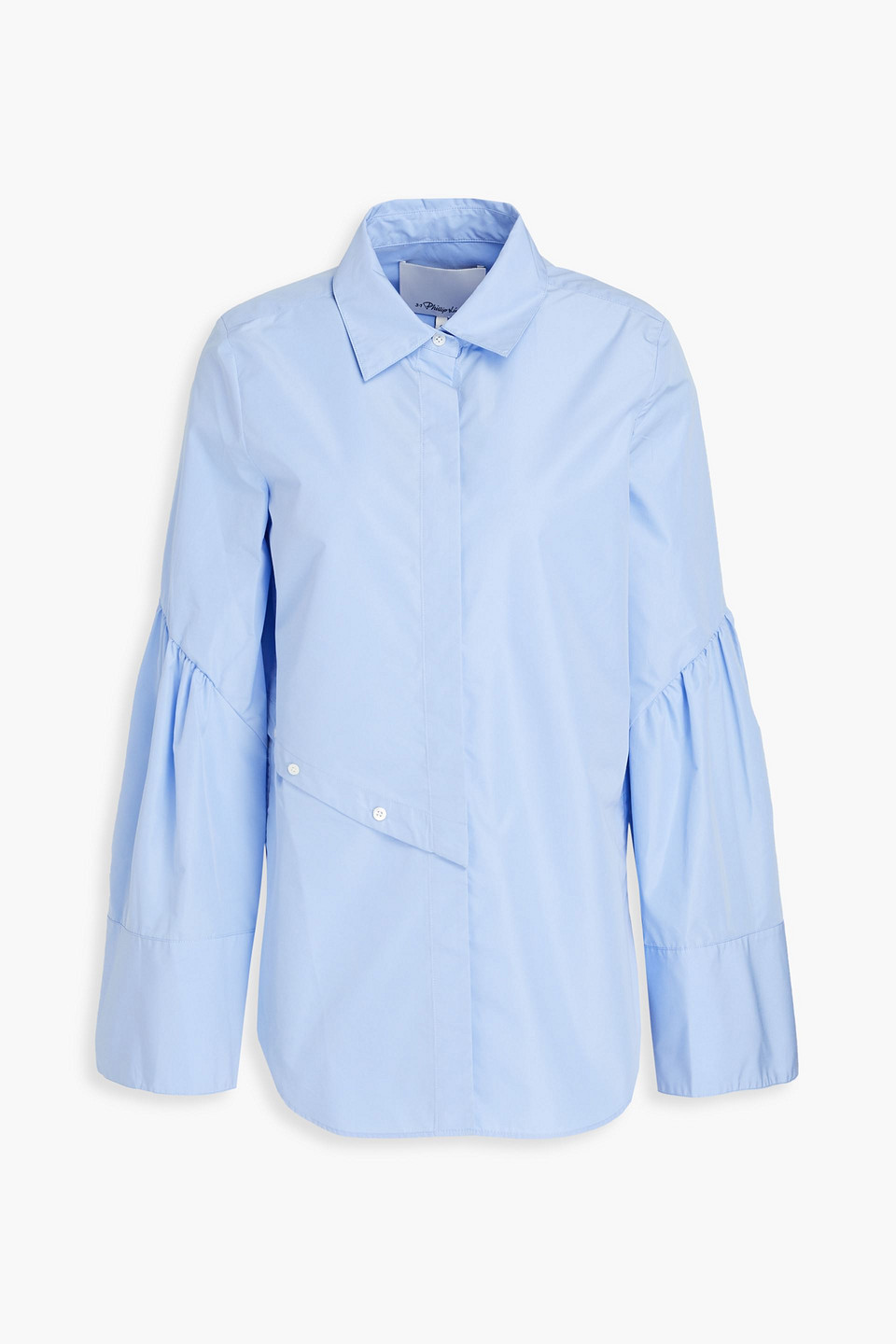 3.1 Phillip Lim Button-detailed Cotton-blend Poplin Shirt In Light Blue