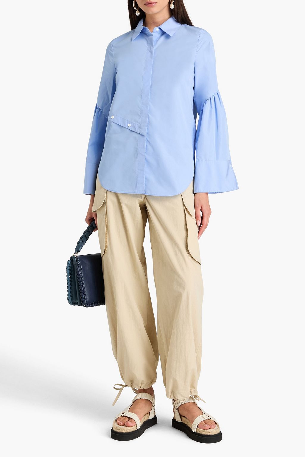 3.1 PHILLIP LIM قميص من البوبلين المصنوع من مزيج من القطن ومزيّن بأزرار