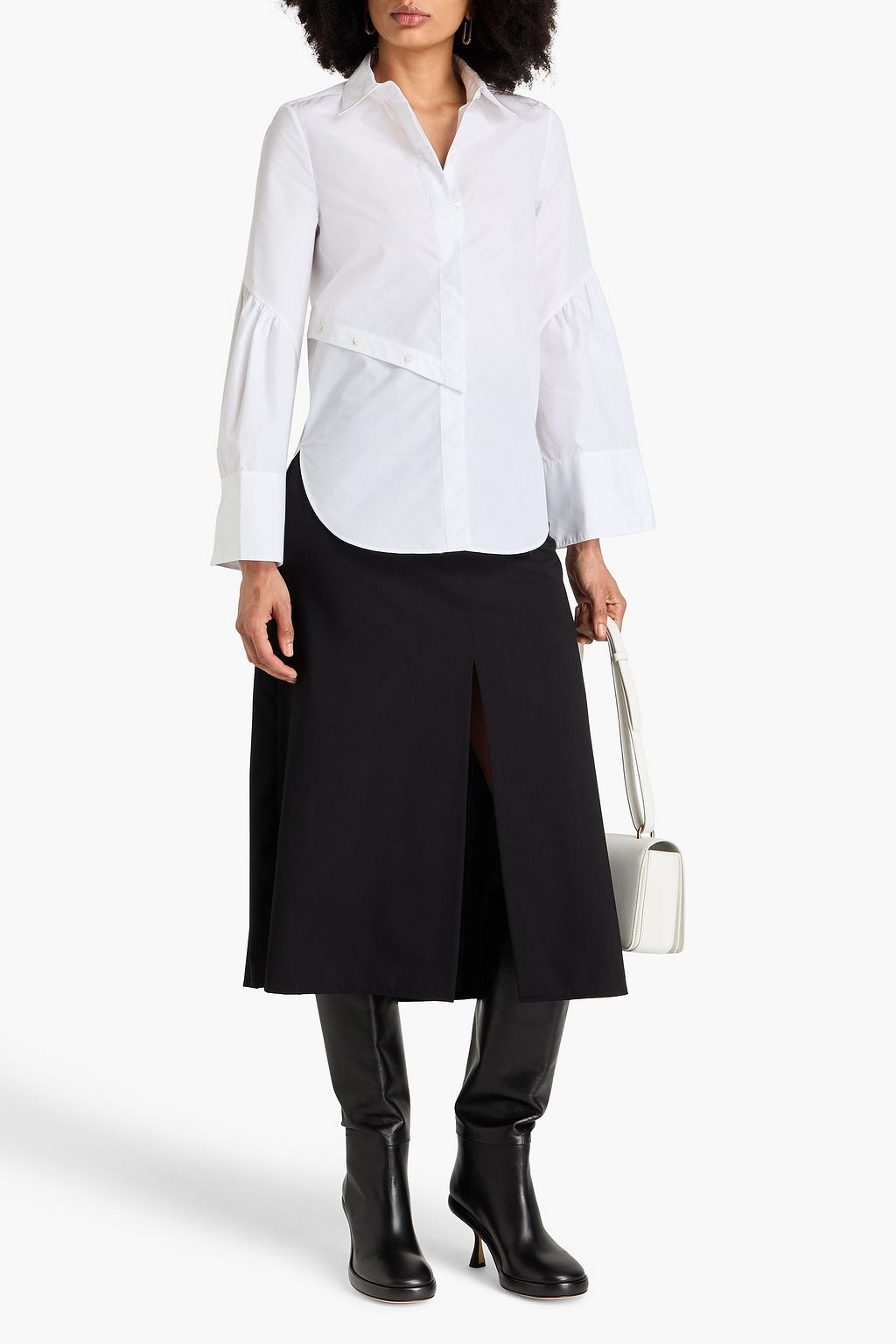 3.1 PHILLIP LIM قميص من البوبلين المصنوع من مزيج من القطن ومزيّن بأزرار
