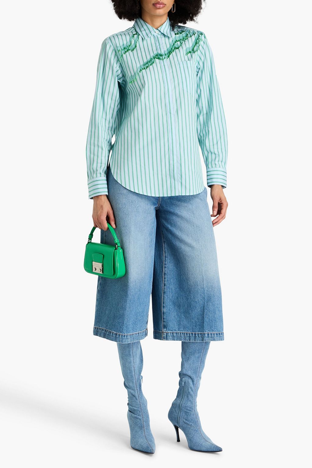 3.1 PHILLIP LIM Embellished striped cotton-poplin shirt