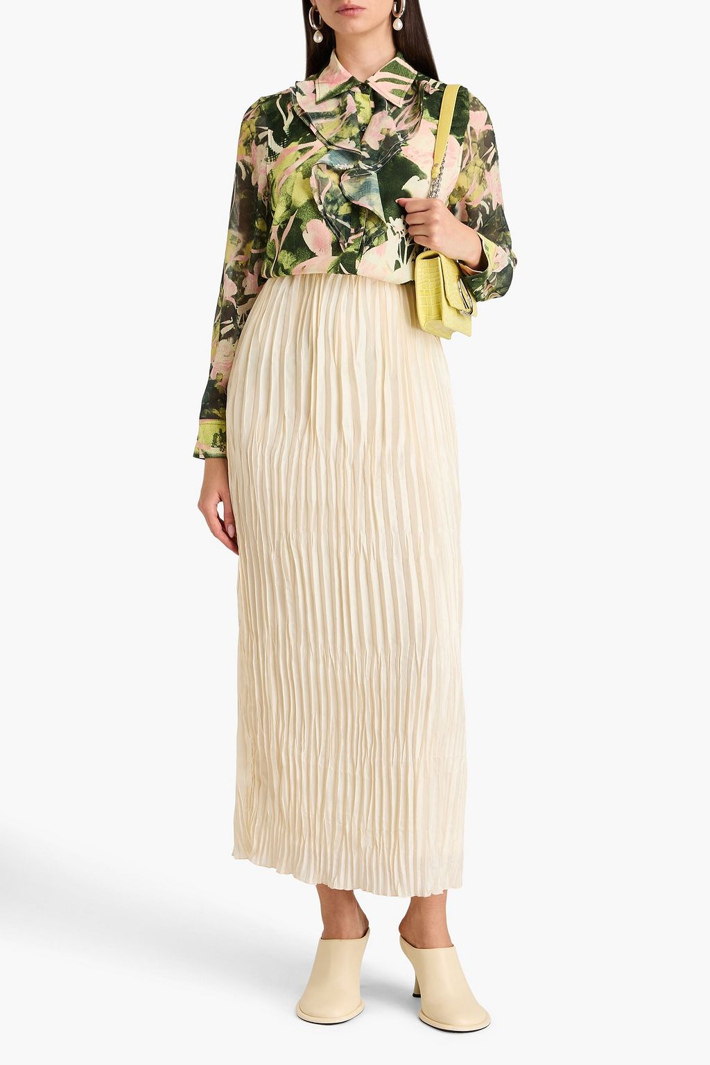 3.1 PHILLIP LIM Ruffled printed jacquard and georgette shirt