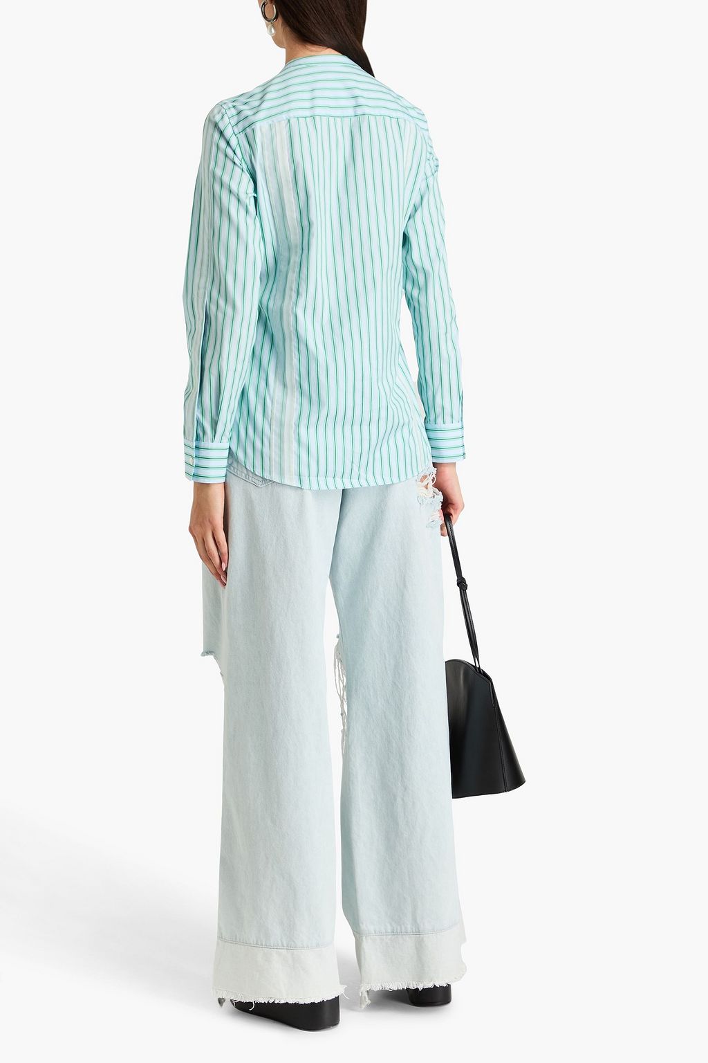 3.1 PHILLIP LIM Organza-trimmed striped cotton-poplin midi shirt dress