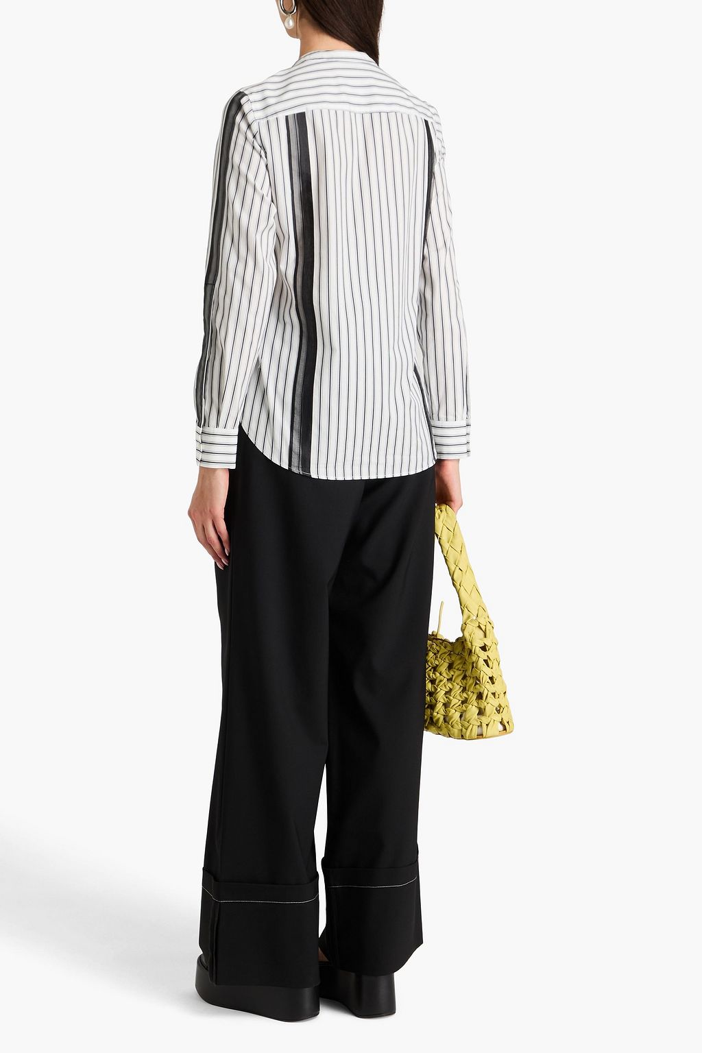3.1 PHILLIP LIM Organza-trimmed striped cotton-poplin midi shirt dress