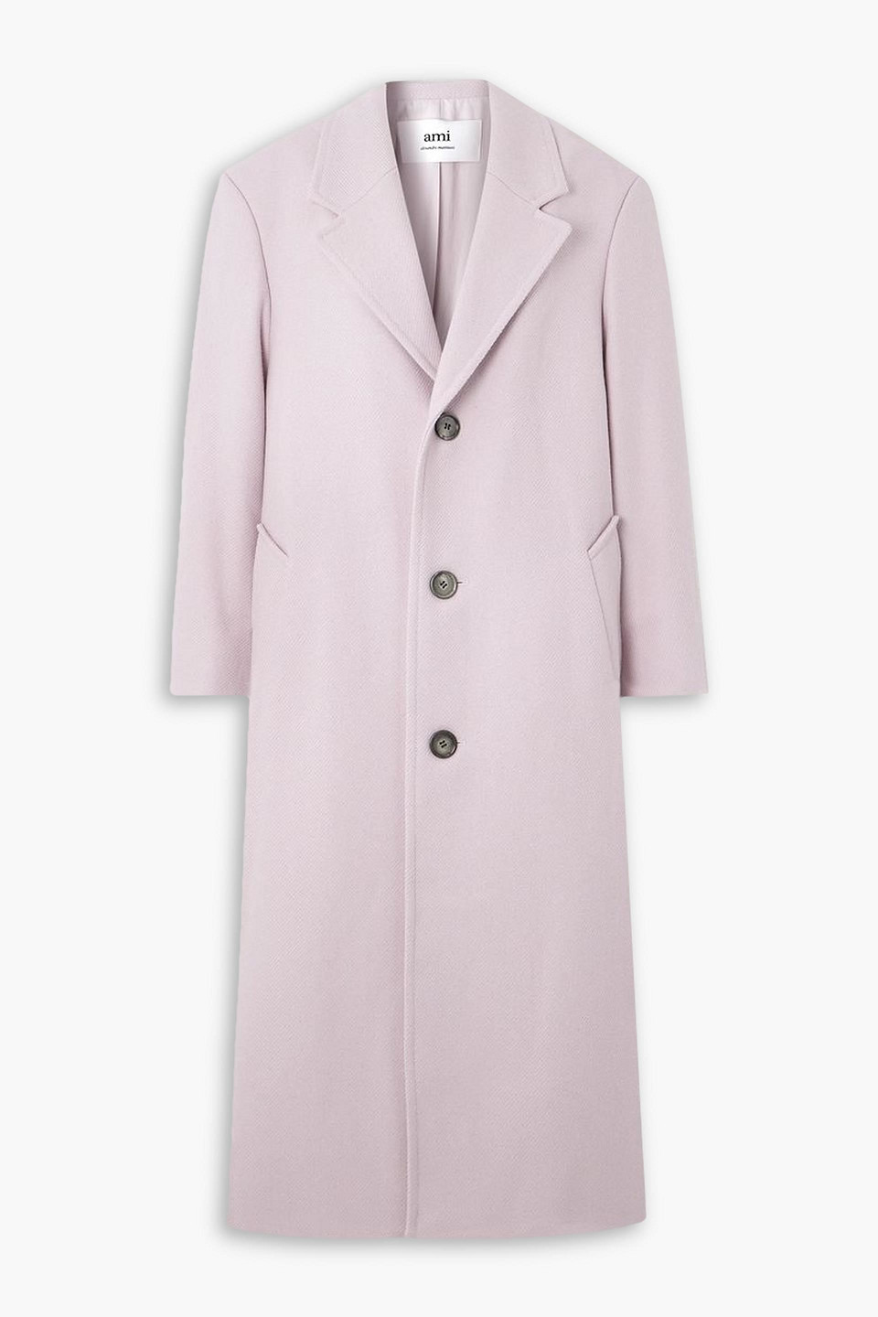 Ami Alexandre Mattiussi Wool-blend Twill Coat In Baby Pink