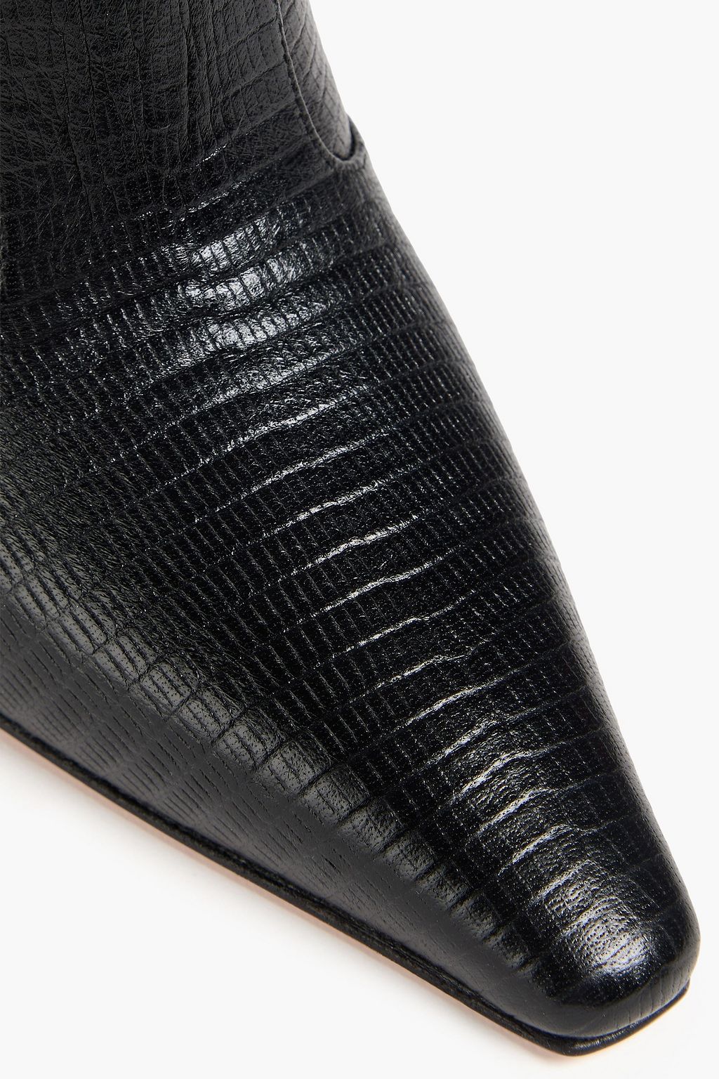 GINA Crystal-embellished lizard-effect leather knee boots