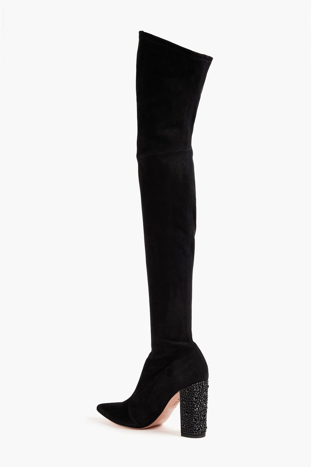 GINA Crystal-embellished suede over-the-knee boots