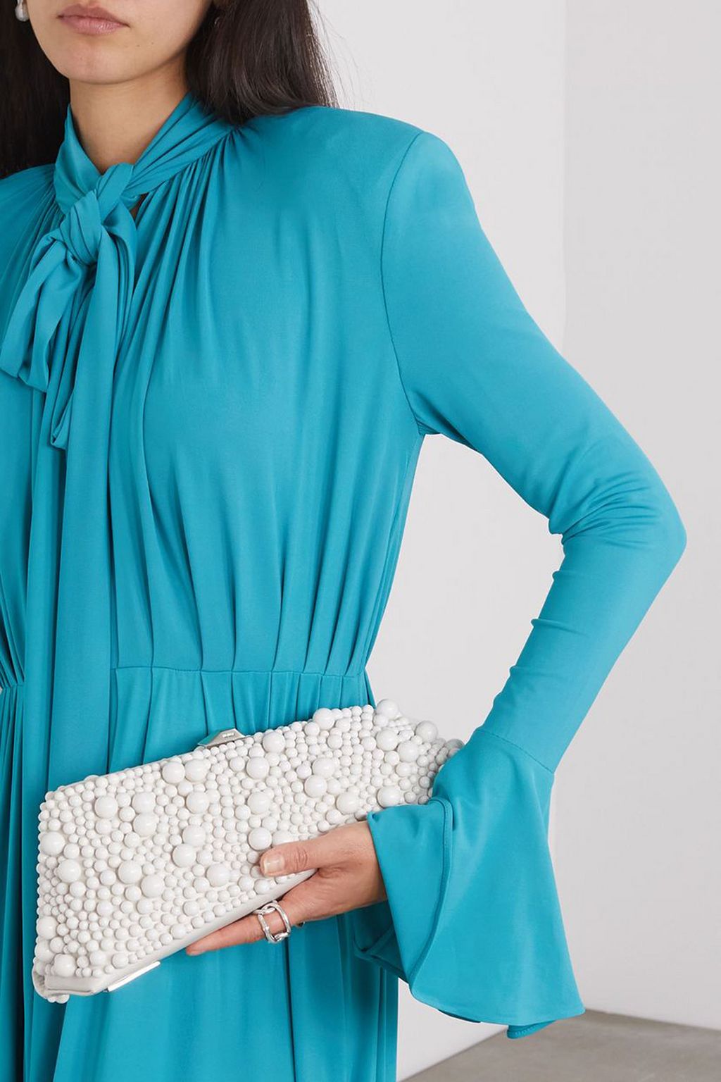 THE ATTICO Long Night small beaded leather clutch