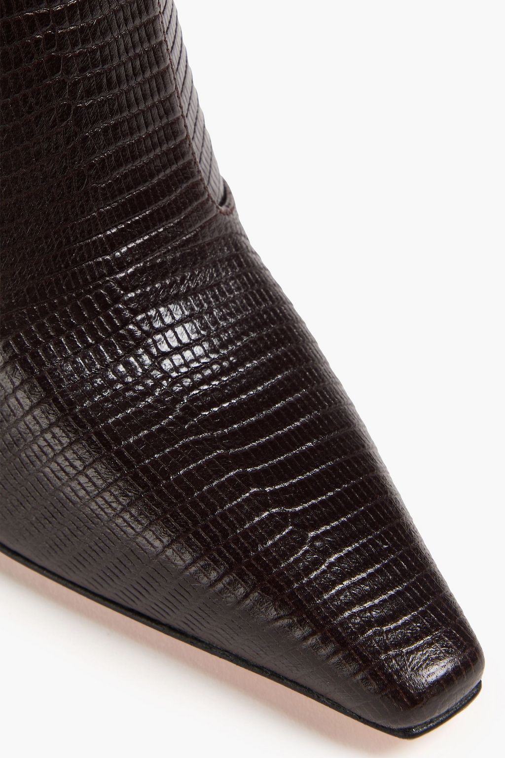 GINA Crystal-embellished lizard-effect leather knee boots