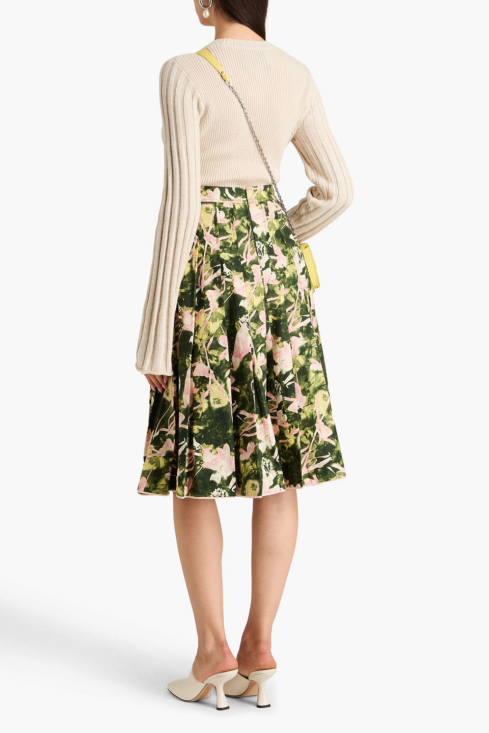 3.1 Phillip Lim Pleated Printed Cotton-poplin Midi Skirt In Forest Green