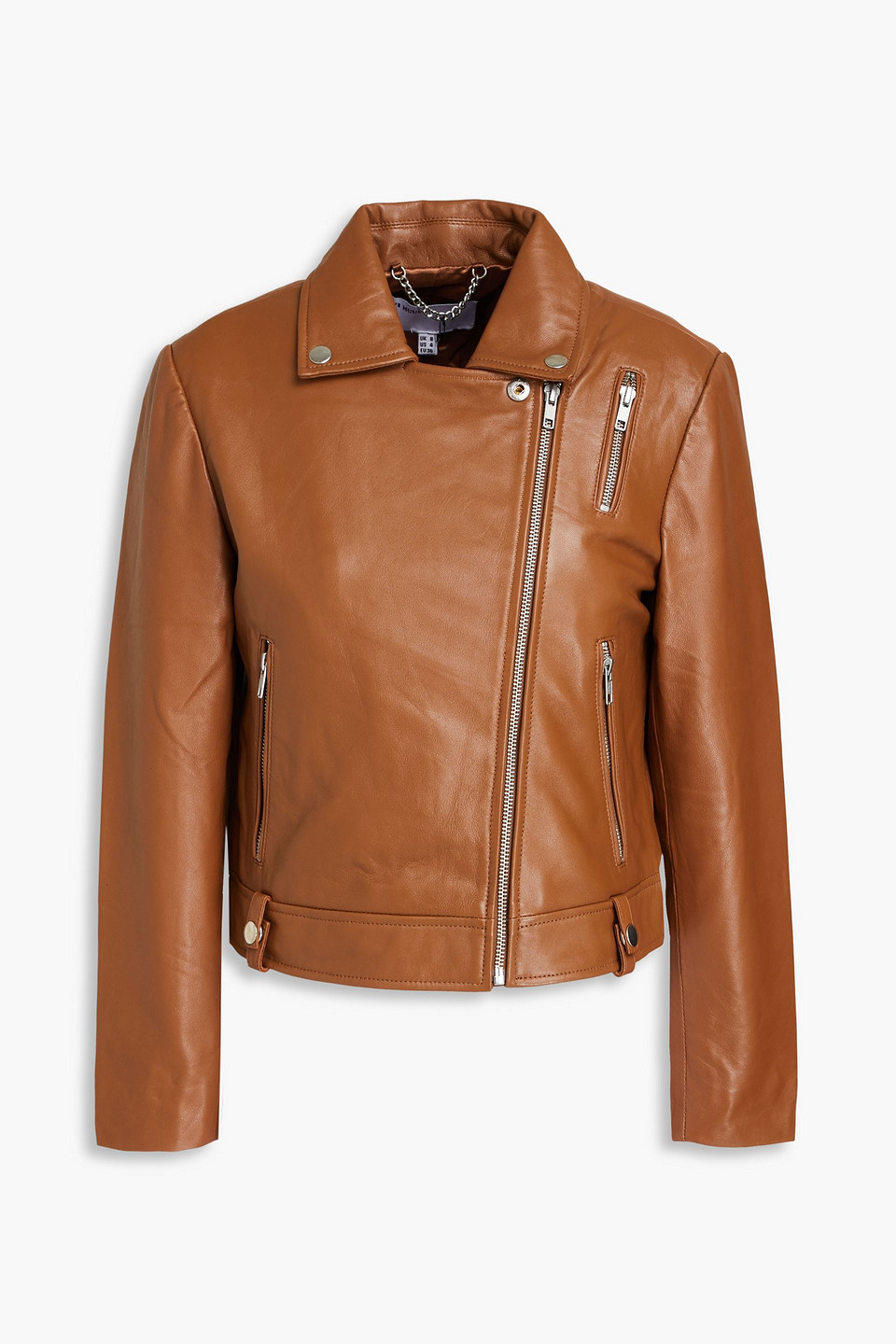 Muubaa Charlie Leather Biker Jacket In Light Brown