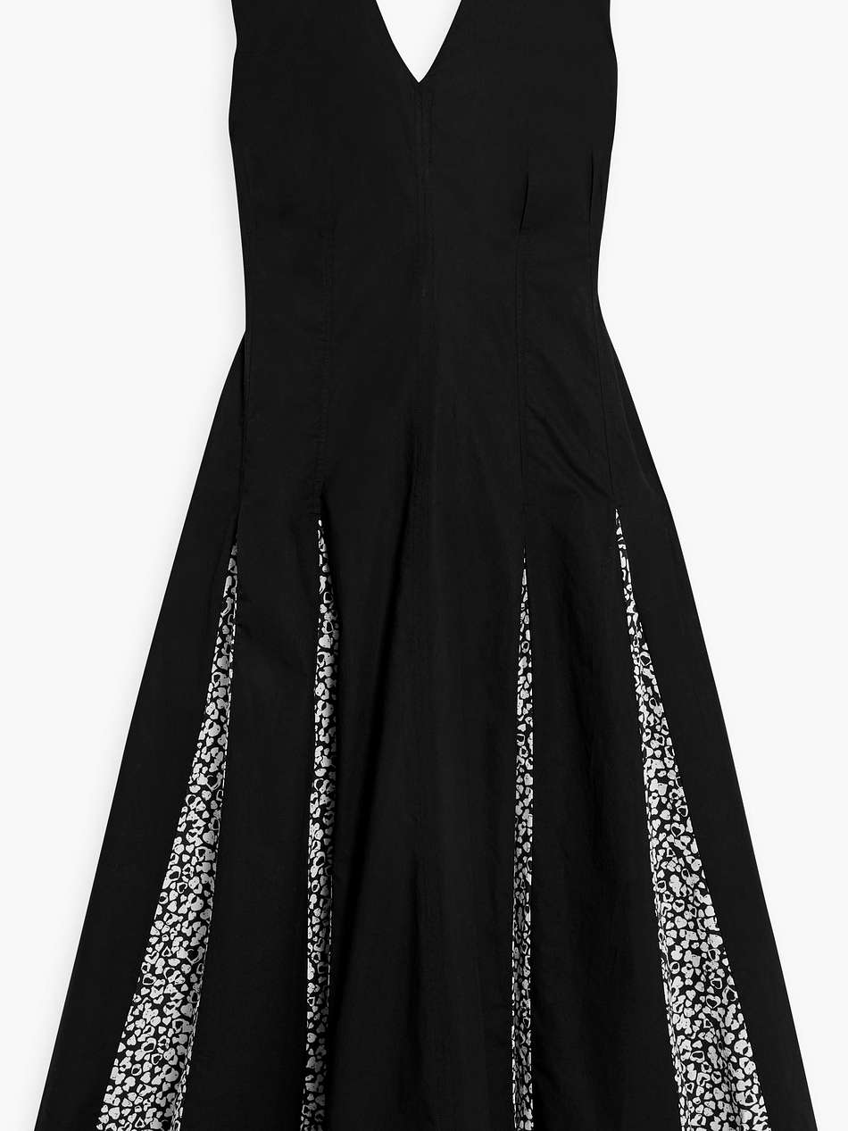 ella pleated printed cotton-poplin midi dress