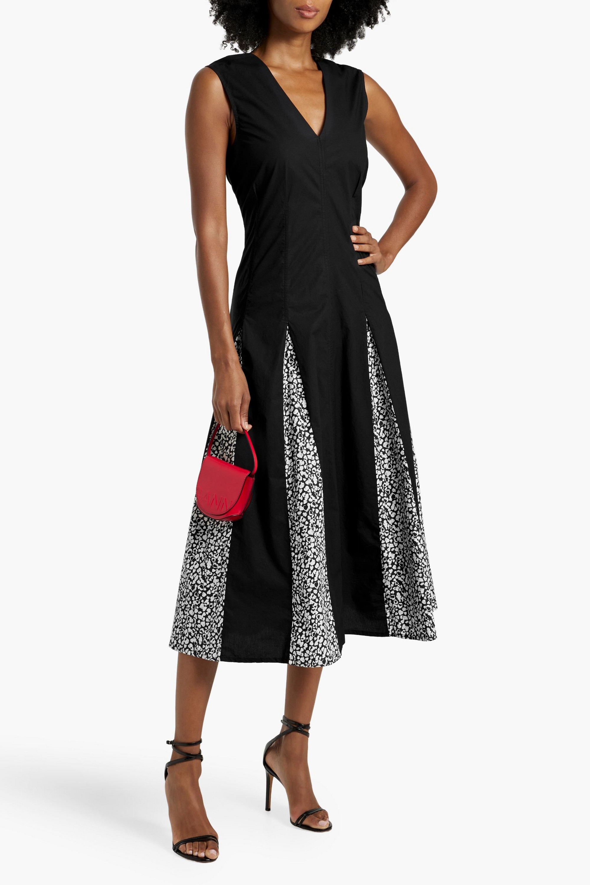 DEREK LAM 10 CROSBY Ella pleated printed cotton-poplin midi dress