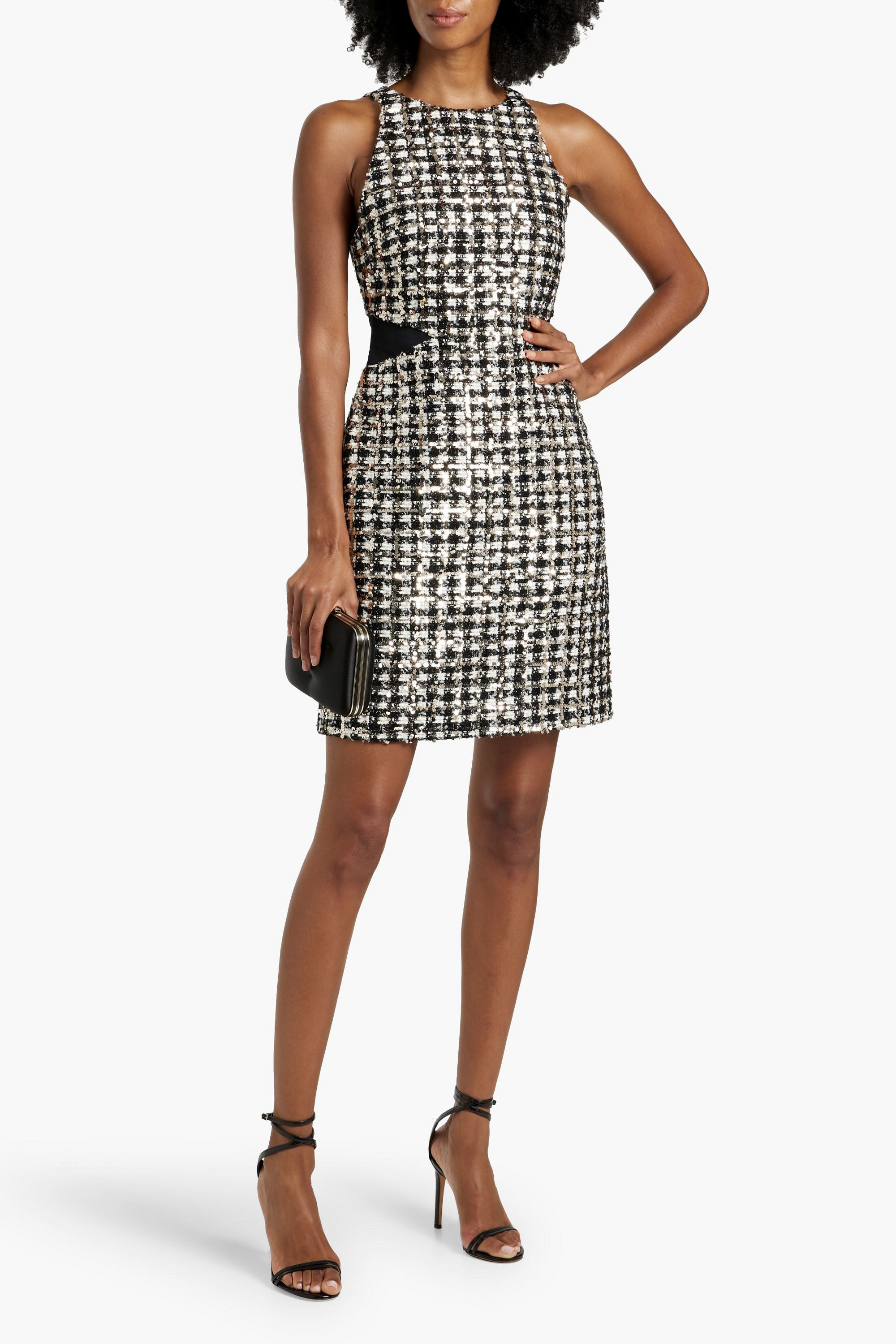 DEREK LAM 10 CROSBY Rosemary sequin-embellished metallic bouclé-tweed mini dress