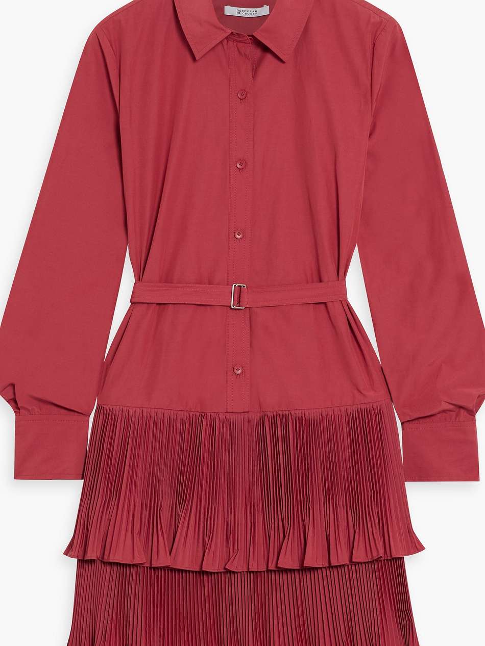 stirling tiered plissé-poplin mini shirt dress