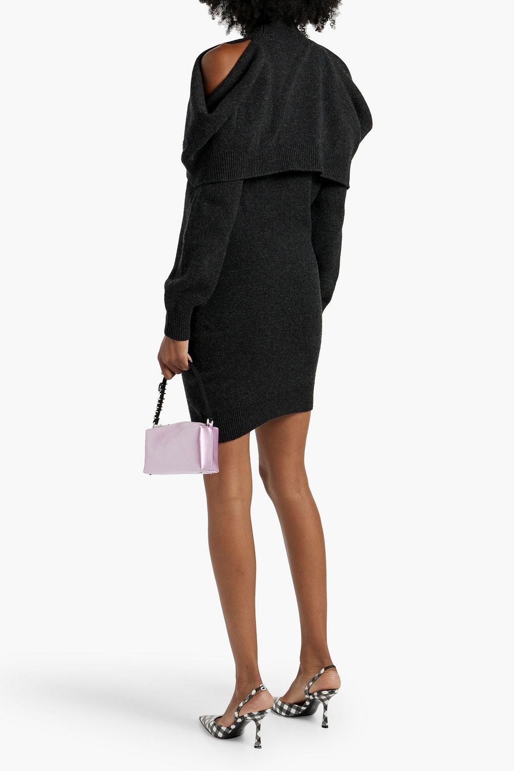ALEXANDER WANG Cold-shoulder layered wool mini dress
