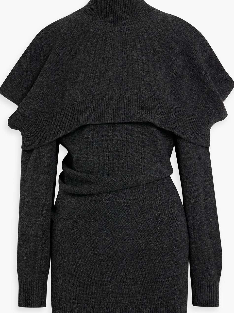 cold-shoulder layered wool mini dress