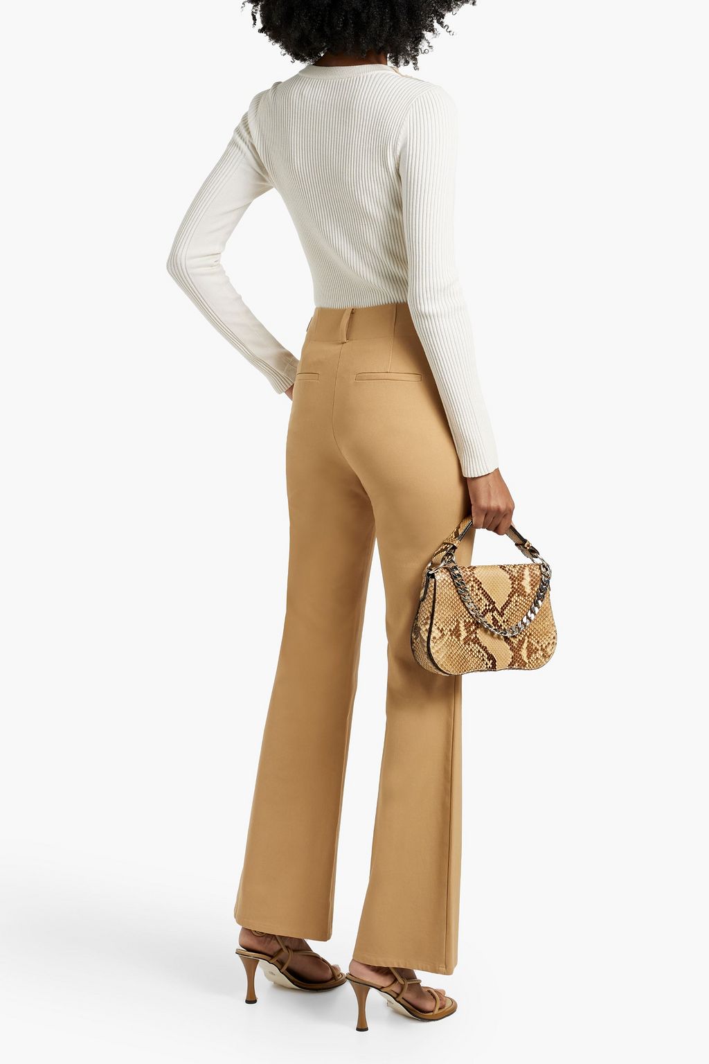 DEREK LAM 10 CROSBY Buckle-detailed cotton-blend twill flared pants